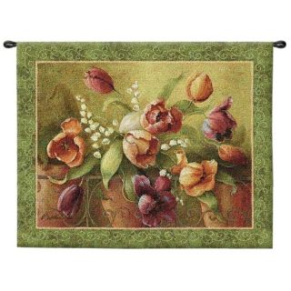 Terrace Tulips 45" Wide Wall Hanging Tapestry   #J8985