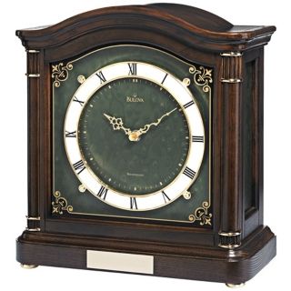 Wiltshire 11 1/2 High Wood And Glass Bulova Mantel Clock   #V9802