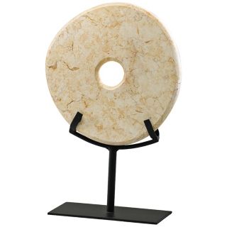 Small Yellow Granite Disk on Iron Stand   #V4518