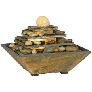 Four Tiers Feng Shui Copper and Slate Table Fountain   #N5179
