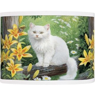 Cat and Butterfly Giclee Lamp Shade 13.5x13.5x10 (Spider)   #37869 F0950