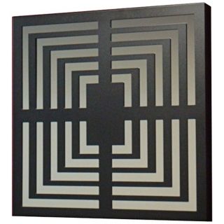 Black Squares Black Finish 19" Square Wall Mirror   #R0583