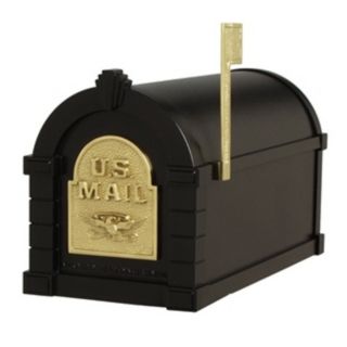 Black with Polished Brass Keystone Mailbox   #31362
