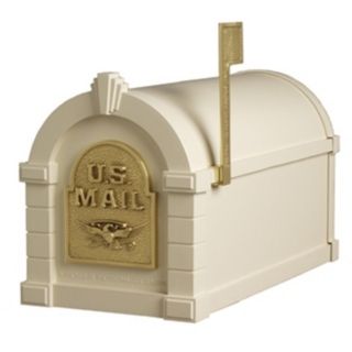 Almond with Polished Brass Keystone Mailbox   #30808