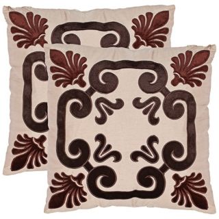 Set of 2 Monacelli Chocolate Brown 18" Safavieh Pillows   #X4083