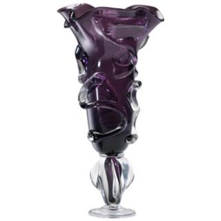 Large Tyrian Purple and Clear Art Glass Vase   #V1355