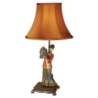 Asian Woman with Bird Cage Table Lamp   #F6372