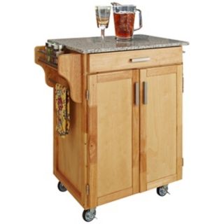 Natural Wood Kitchen Cart with Speckled Granite Top   #X1483