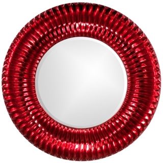 Sao Paulo Ribbed Metallic red 46" Round Wall Mirror   #R2196