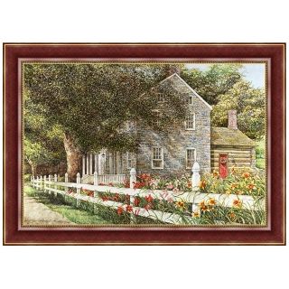 Lilies by the Cottage House 33" Wide Wall Art   #J6050