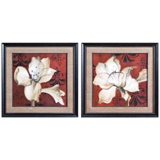 Uttermost Set of 2 Amaryllis on Red 33 1/2" Wide Wall Art   #V3948