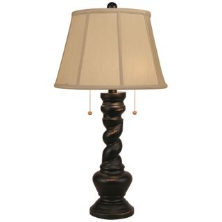 Distressed Black Two Light Twisted Base Table Lamp   #P3988