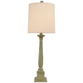 Distressed Olive Square Candlestick Table Lamp   #P4002