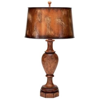 Wood Finish with Weathered Copper Shade Table Lamp   #T1667