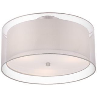 Double Drum 18" Wide White Ceiling Light   #P0197