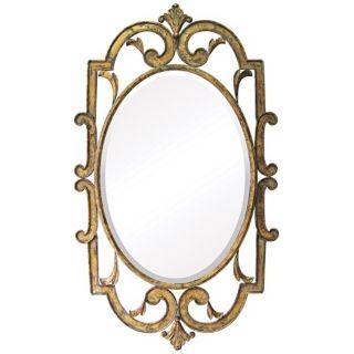 Woodside 40" High Laurier Antique Gold Wall Mirror   #X7148