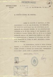 Juan D Peron Argentina Document Signed