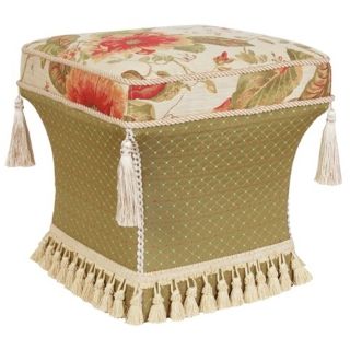 Brianza Stripe and Tassels Pedestal Ottoman   #U0761