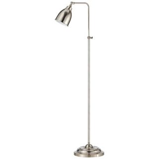 Brushed Steel Metal Adjustable Pole Pharmacy Floor Lamp   #P9570