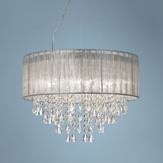 Metairie 20" Wide Silver Fabric Crystal Chandelier   #W7974
