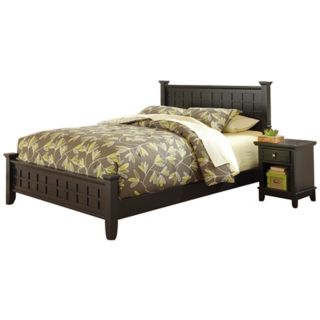 Arts and Crafts Black Queen Bed and Night Stand Set   #W3250