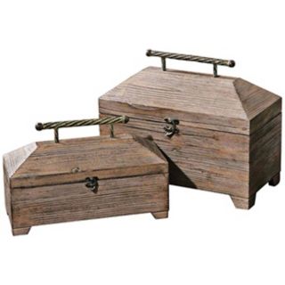 Set of 2 Uttermost Tadao Natural Wood Decorative Boxes   #X1715
