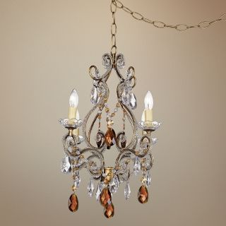 Leila Amber Gold Finish Swag Plug In Chandelier   #76489