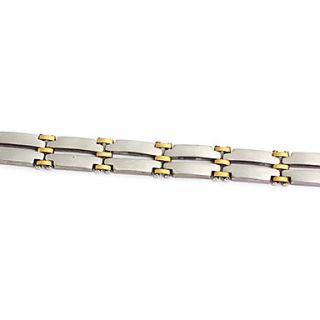 USD $ 6.69   Chain Pattern Golden Connector Titanium Steel Bracelet