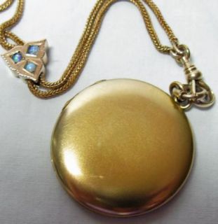 Victorian Edwardian Gold Fill Muff Watch Chain Locket Opal Slide