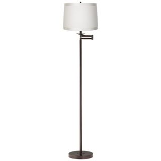 Off White Drum Bronze Swing Arm Floor Lamp   #41523 R0145