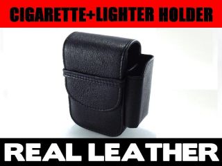 Just Leather Cigarette Case purse Lighter pouch Genuine Leather Black