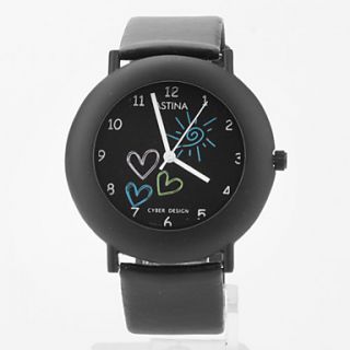 EUR € 5.97   Leren unisex analoge quartz horloge 0687c (zwart