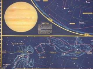Map of The Heavens Star Charts Mars Jupiter Saturn Moon Zodiac Palomar