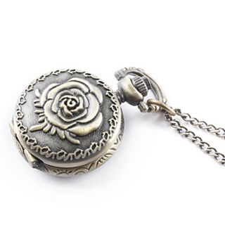 USD $ 5.99   Antique roses quartz small pocket watch necklace chain