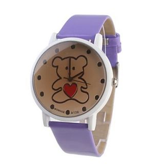 USD $ 4.79   Lovely Bear Girl Women Watch Purple Watchband A139,