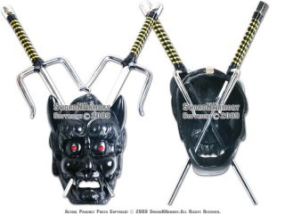 Japanese Kami Mask Sai Wall Mount Holder Black New
