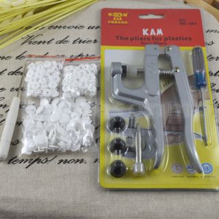KAM Snap Pliers w Size 20 T5 White Snaps Fasteners Button F Cloth