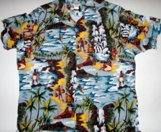 Projectbluebook XLarge Kamehameha Rayon Aloha Shirt
