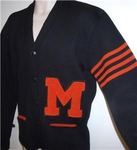Vintage 1940s Varsity Letterman College Wool Letter Cardigan Sweater