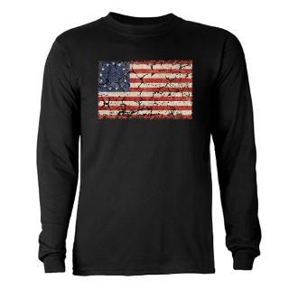 13 Colonies US Flag Distressed Long Sleeve T Shirt