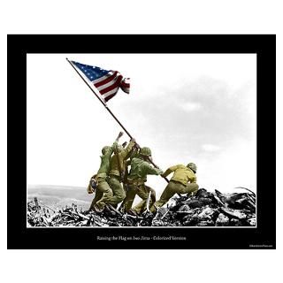Raising the Flag on Iwo Jima   Partial Colorized Poster