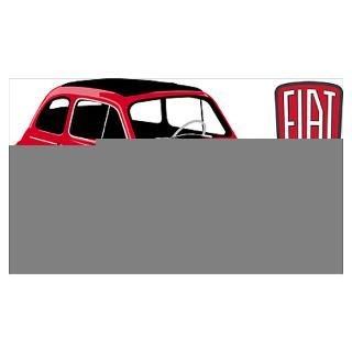 Wall Art  Posters  Red Fiat 500 Poster
