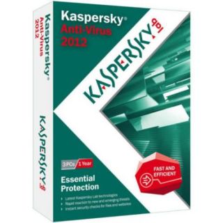 New Kaspersky Antivirus 2012 3 Pcs 1 yr License Windows XP Vista 7 0