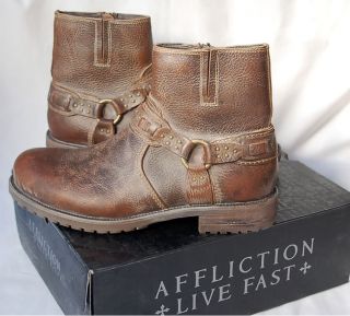 Affliction Kasten Pebbler Boots Brown New Size 8