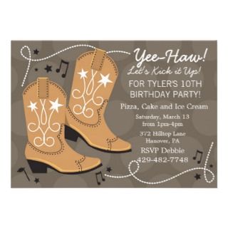 Animal Birthday Party Ideas on Cowboy Boots Birthday Party Invitations Boys Western Party Invitations