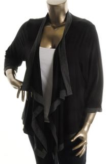 Karen Kane New Hamptons Black Asymmetrical Cardigan Top Jacket Plus 3X