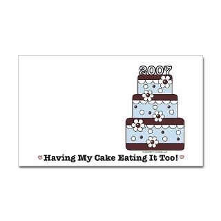 2007 Blue Brown Wedding Cake Rectangle Sticker