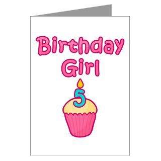 Cupcake Birthday Girl 5 Greeting Card