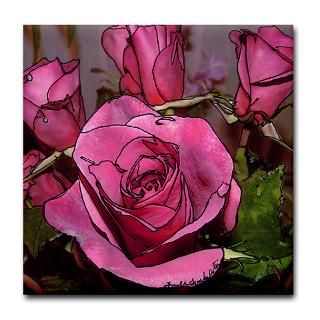 Red Castera Rose #6   Tile Coaster  FLOWER TILES  Nature Art