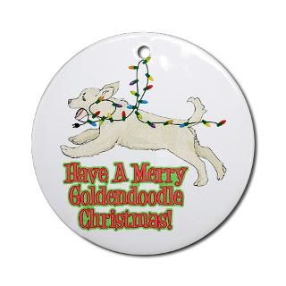 Christmas Goldendoodle Ornament (Round)  Christmas Goldendoodle